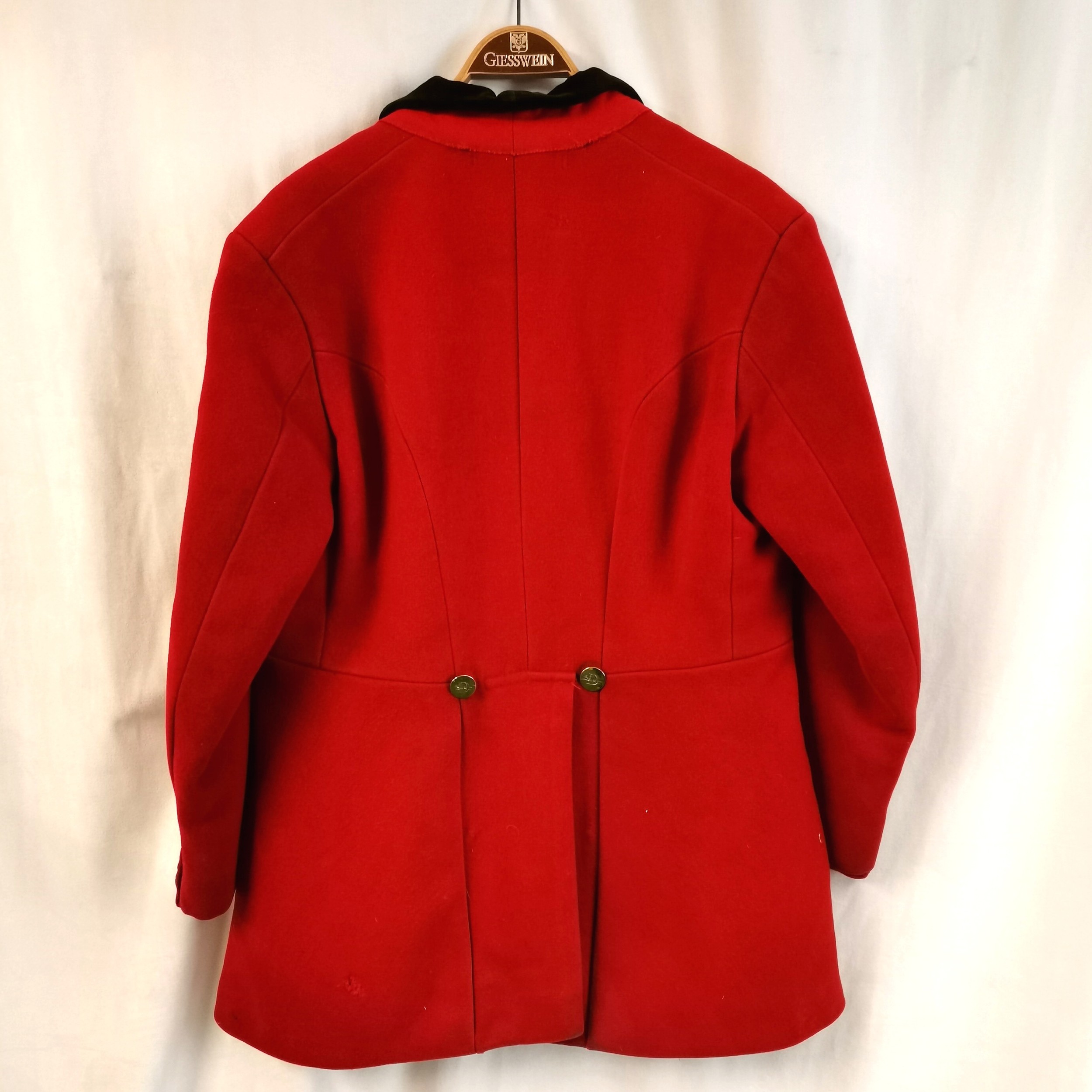 Vintage red hunting jacket with black velvet collar by Peter Hutchinson (Westow, York) with 5 - Image 2 of 7