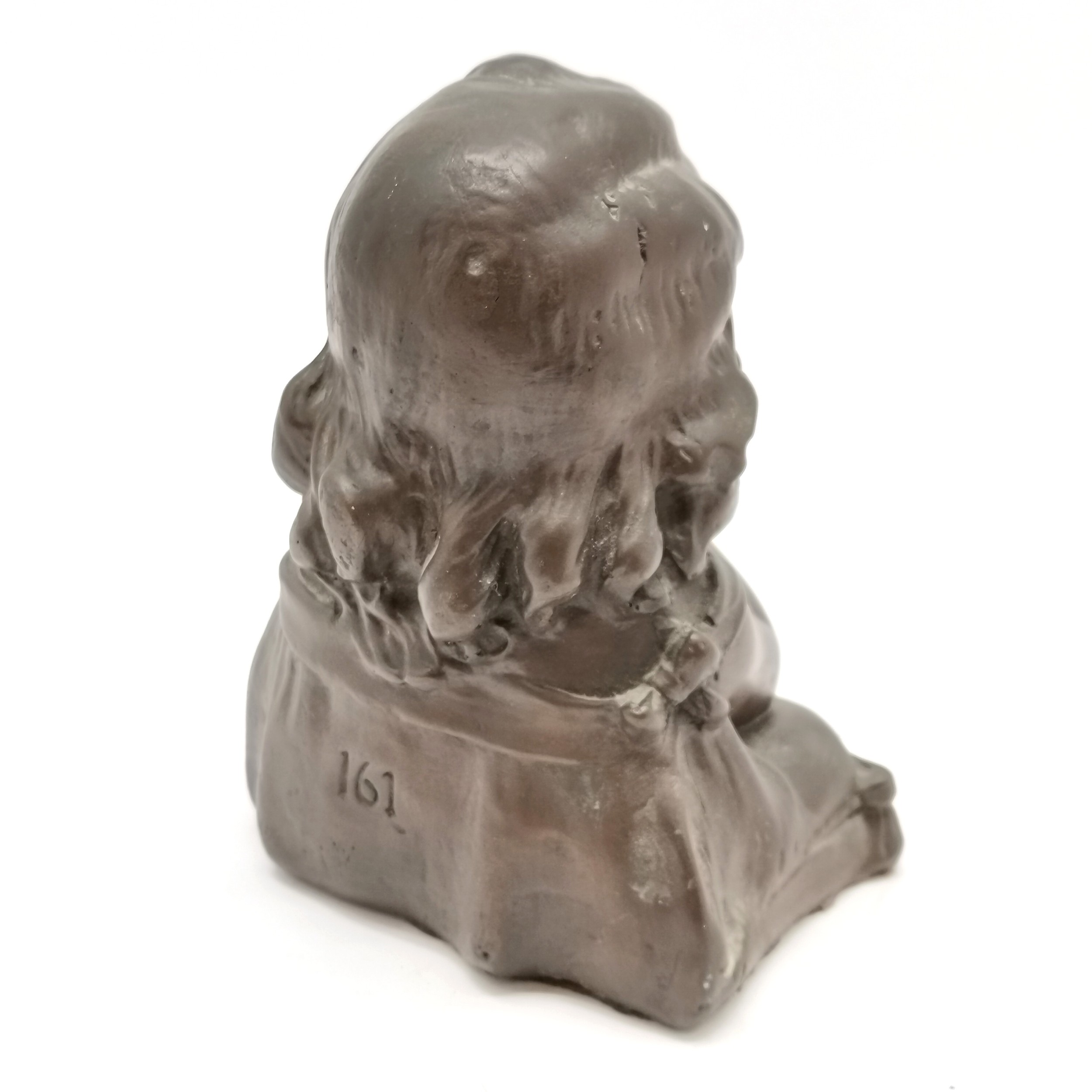 Bronzed resin bust of a little girl resting on a cushion, bears number 161 to reverse, in good - Image 2 of 3