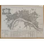 Framed London, Westminster & Southwark map (reproduction of 1720 map) - frame 57cm x 73cm