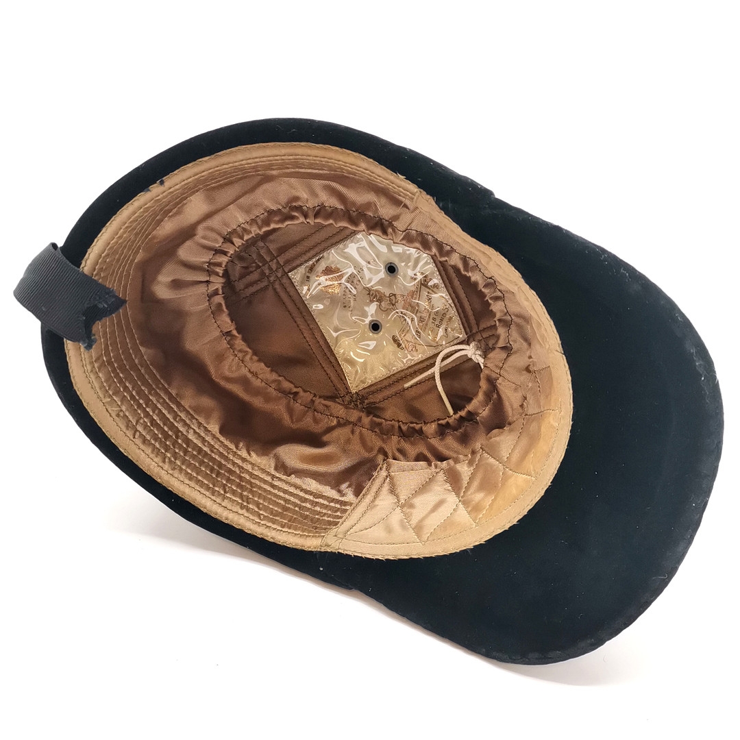 Herbert Johnson (New Bond street) vintage velvet covered riding hat in original retail box ~ in used - Image 2 of 5
