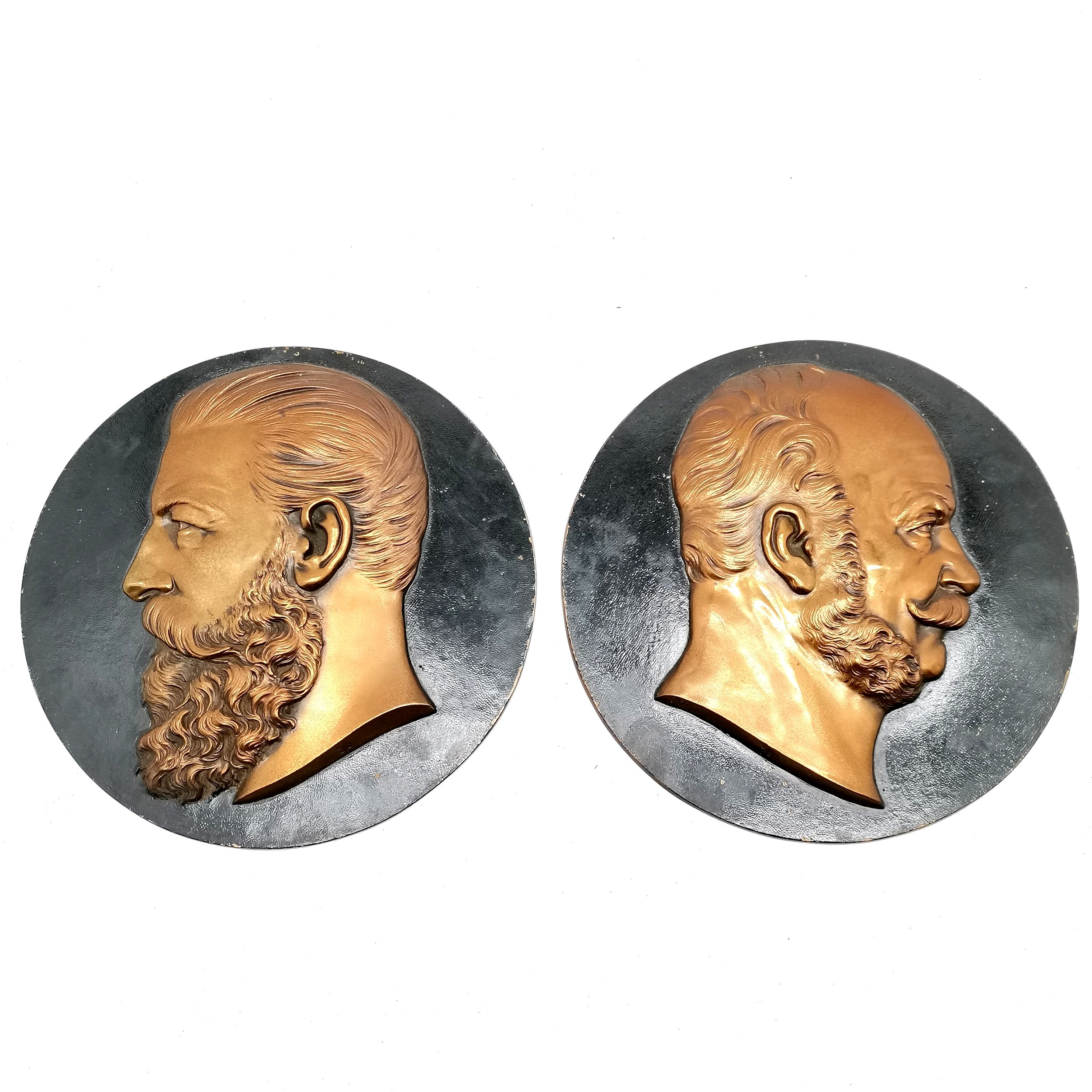 Pair of antique bronze cast plaques depicting Leopard 2nd and Frans Joseph 1t of Austria - 22.5cm - Image 7 of 7