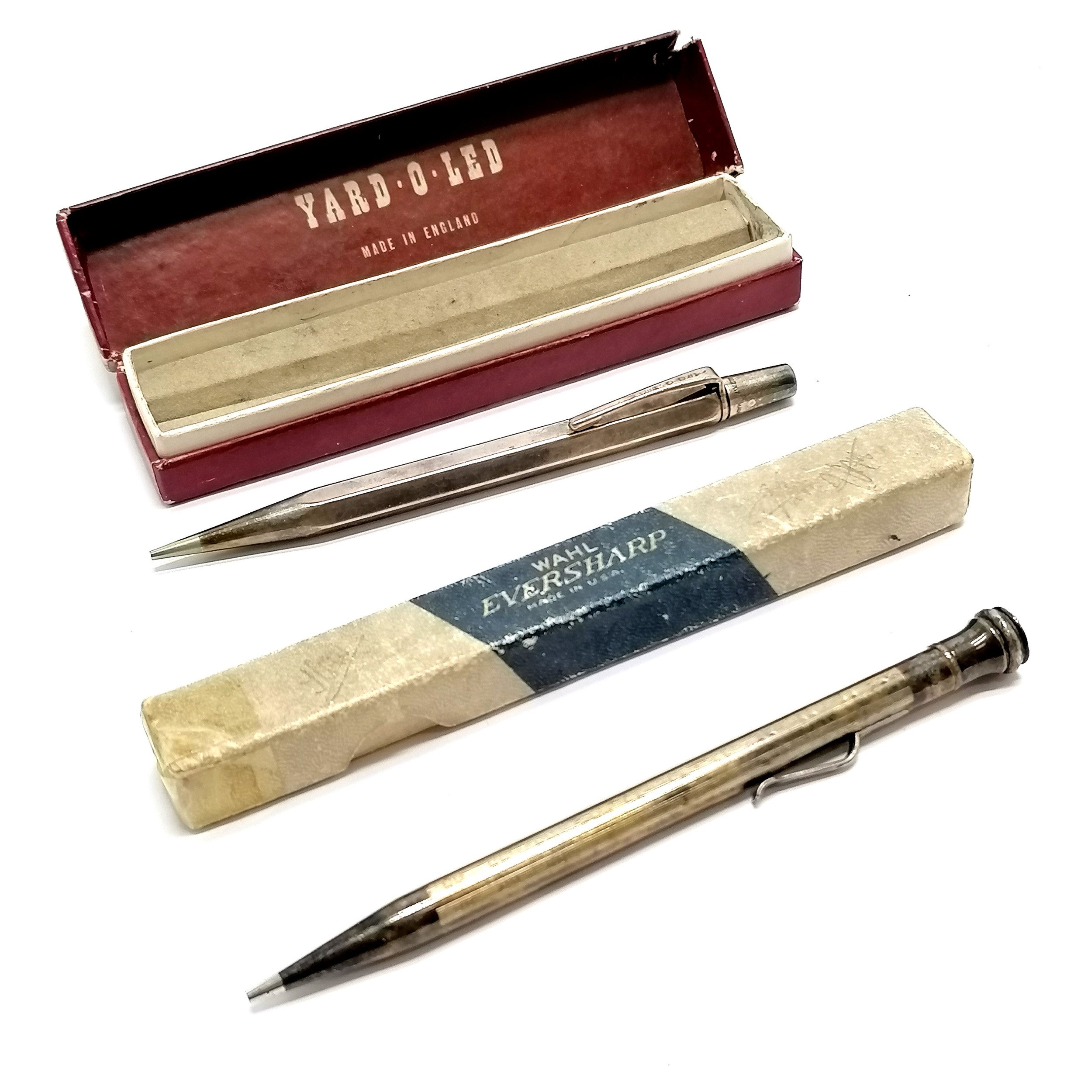 2 x vintage boxed silver cased pencils - Wahl Eversharp & Yard-o-led ~ both in used condition