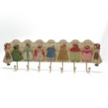 Novelty coat hooks on 7 French themed days of the week panel - 69cm long ~ has losses to 1 hook