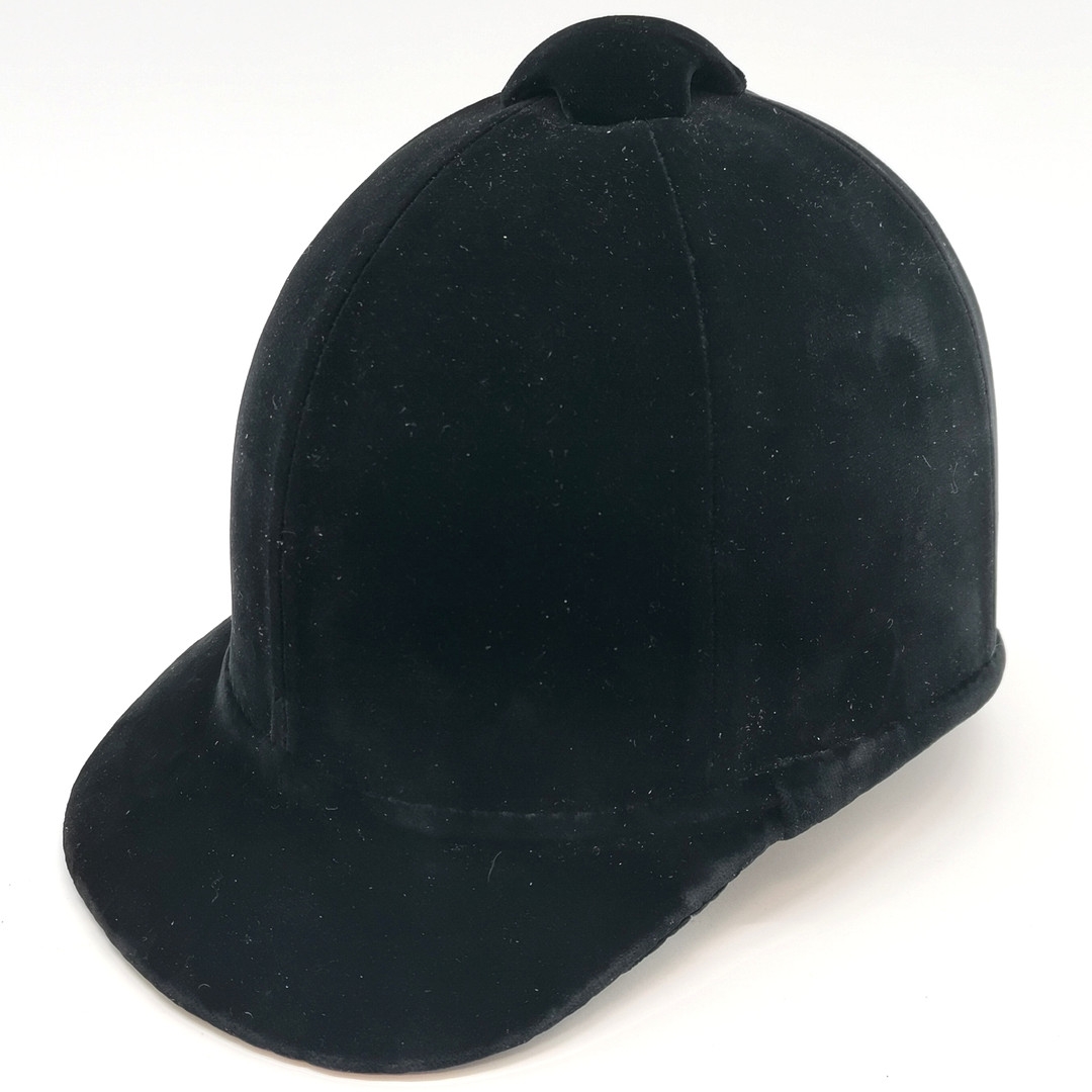 Herbert Johnson (New Bond street) vintage velvet covered riding hat in original retail box ~ in used - Image 5 of 5
