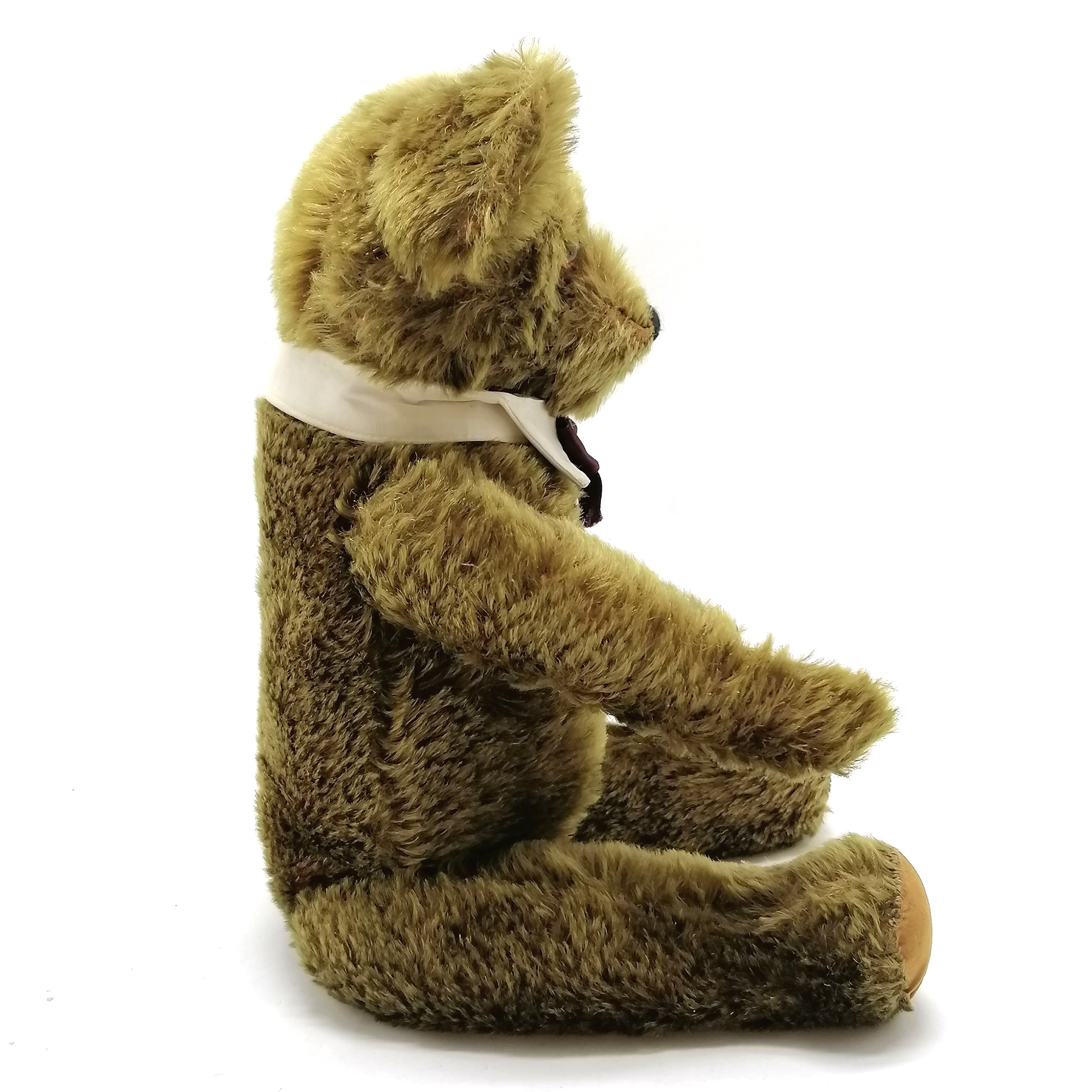 Vintage green mohair jointed Teddy bear 'Knickerbocker' c1940 with glass eyes and stitched nose - Image 3 of 9