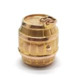 Unmarked gold whisky barrel charm 1g 14mm high