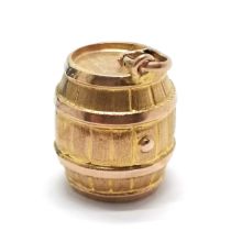 Unmarked gold whisky barrel charm 1g 14mm high