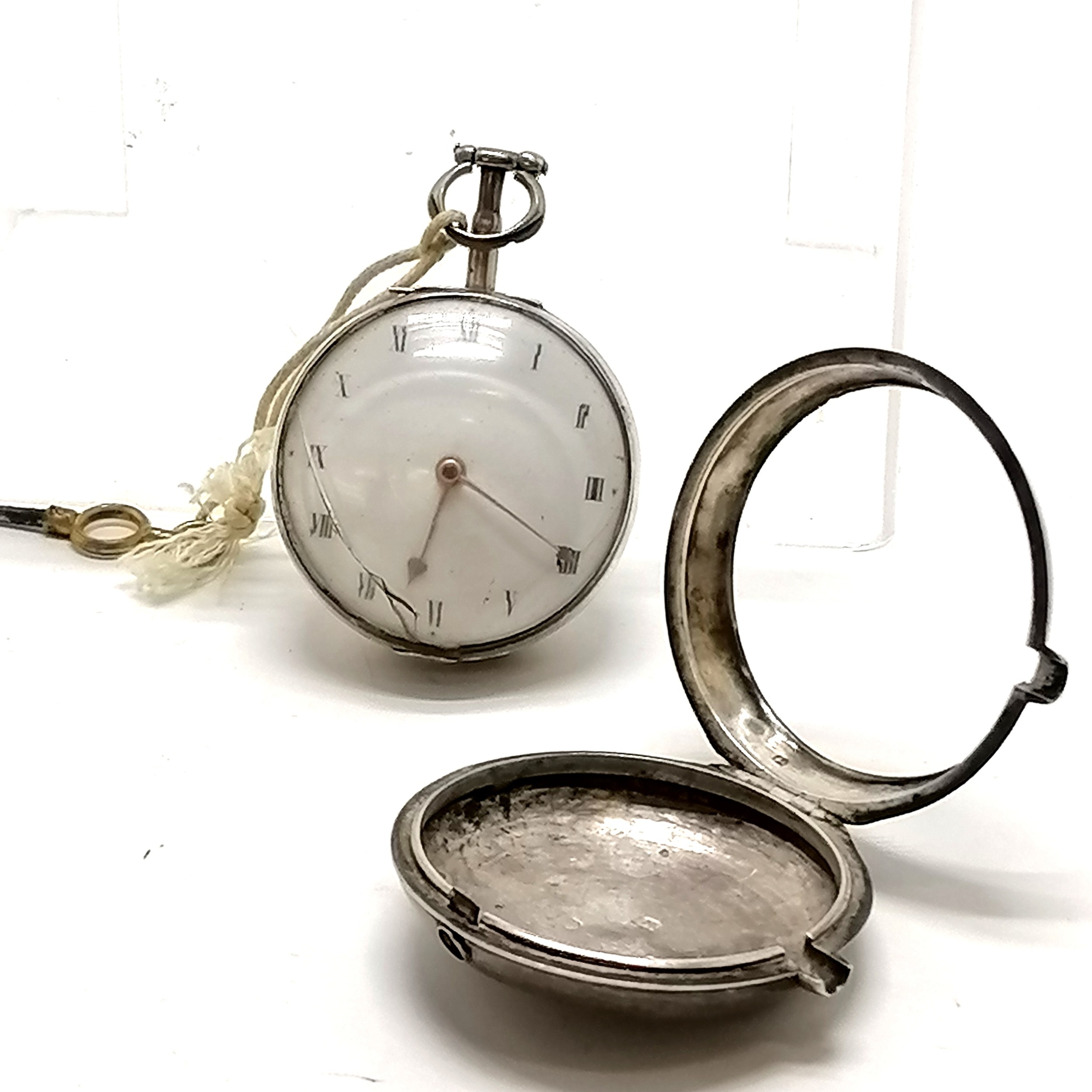 Antique silver pair cased fusee pocket watch - silver 58mm outer case 1799 by John Taylor, has - Image 2 of 4