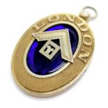 Unmarked silver gilt London masonic jewel / pendant by G Kenning & Son ~ 7cm & 51g total weight