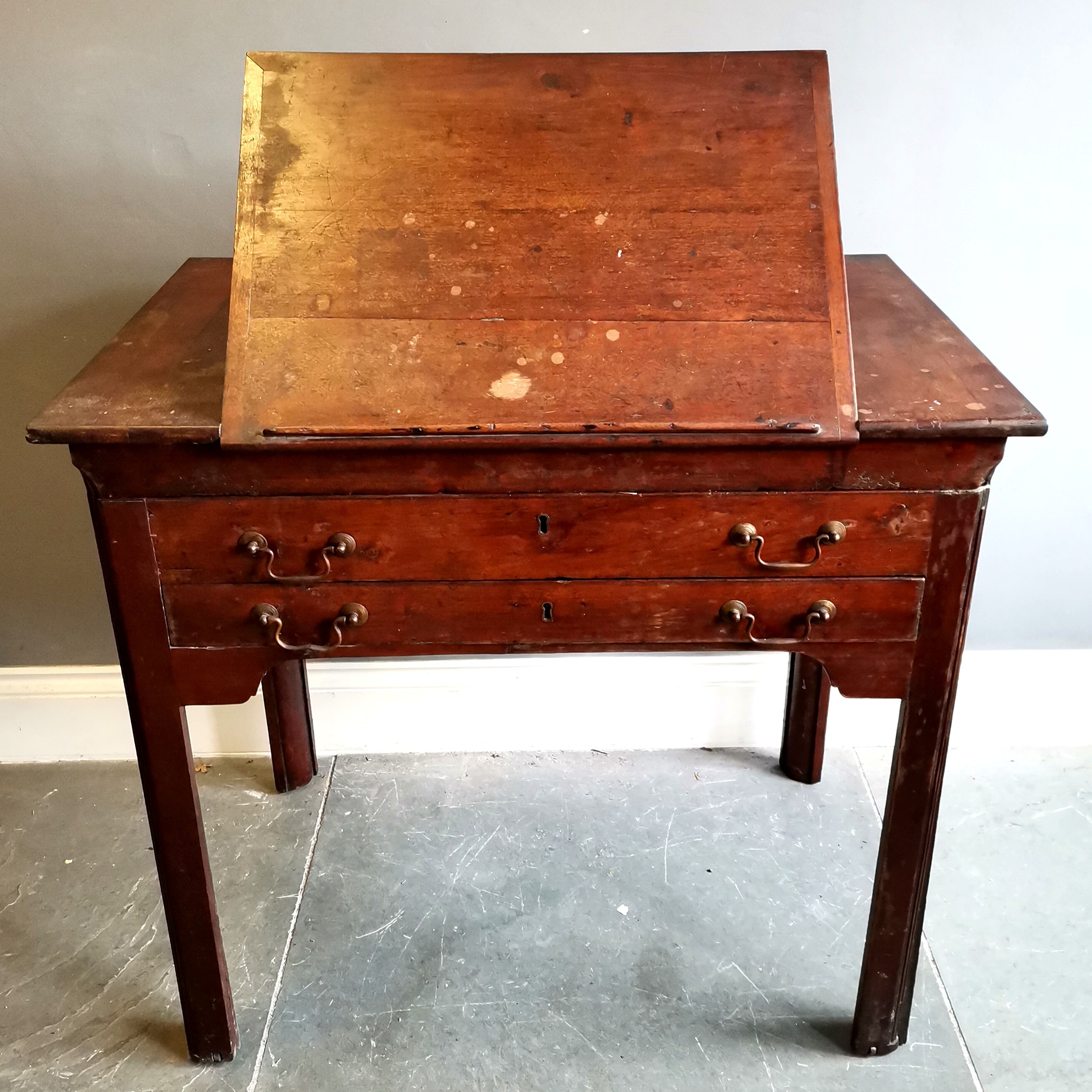 Antique mahogany Architects desk, fitted with reading stand, extending pull out front revealing - Image 2 of 5