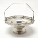 USA (Mauser Mfg. Co) sterling silver swing handled octagonal basket with pierced gallery - 11cm x
