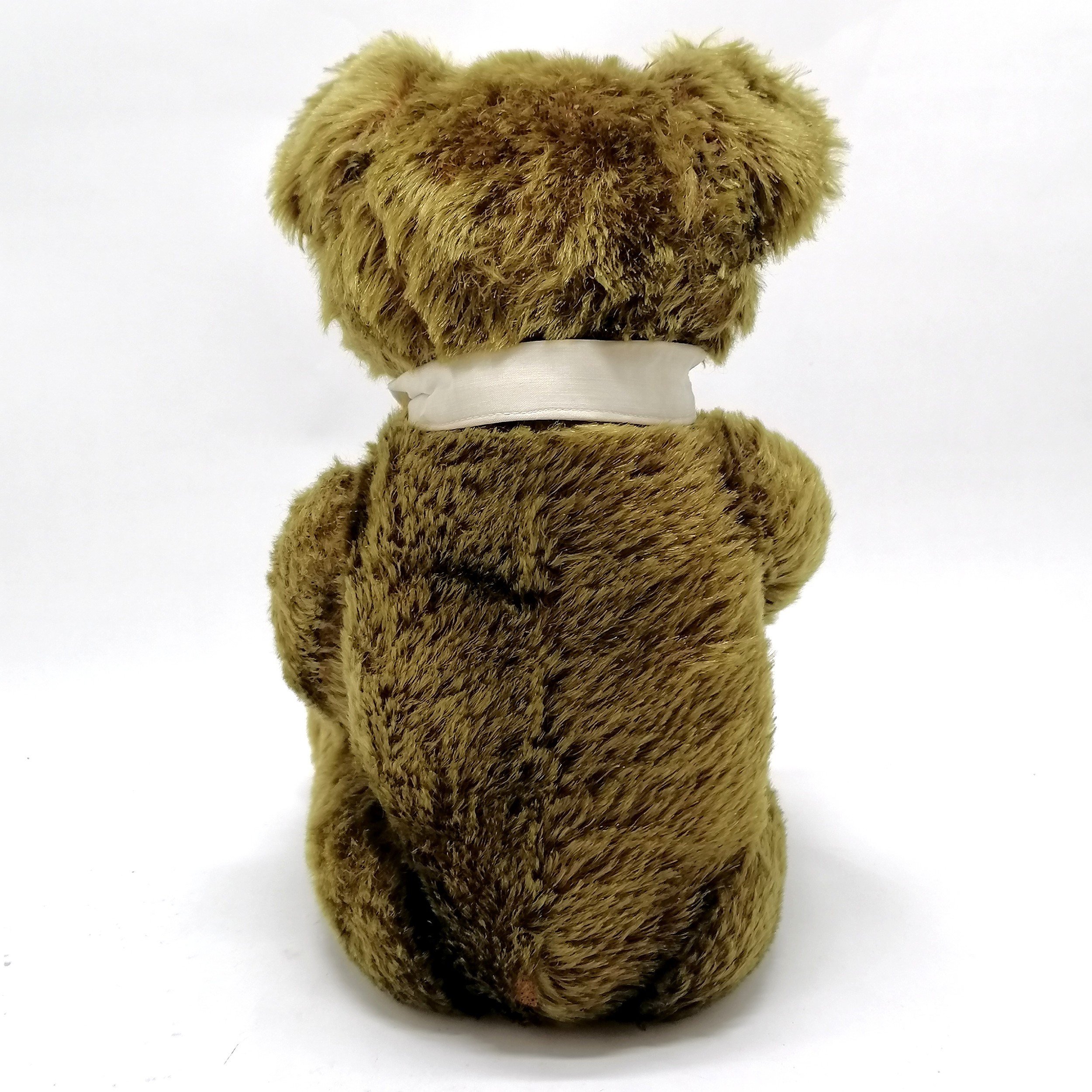 Vintage green mohair jointed Teddy bear 'Knickerbocker' c1940 with glass eyes and stitched nose - Image 2 of 9