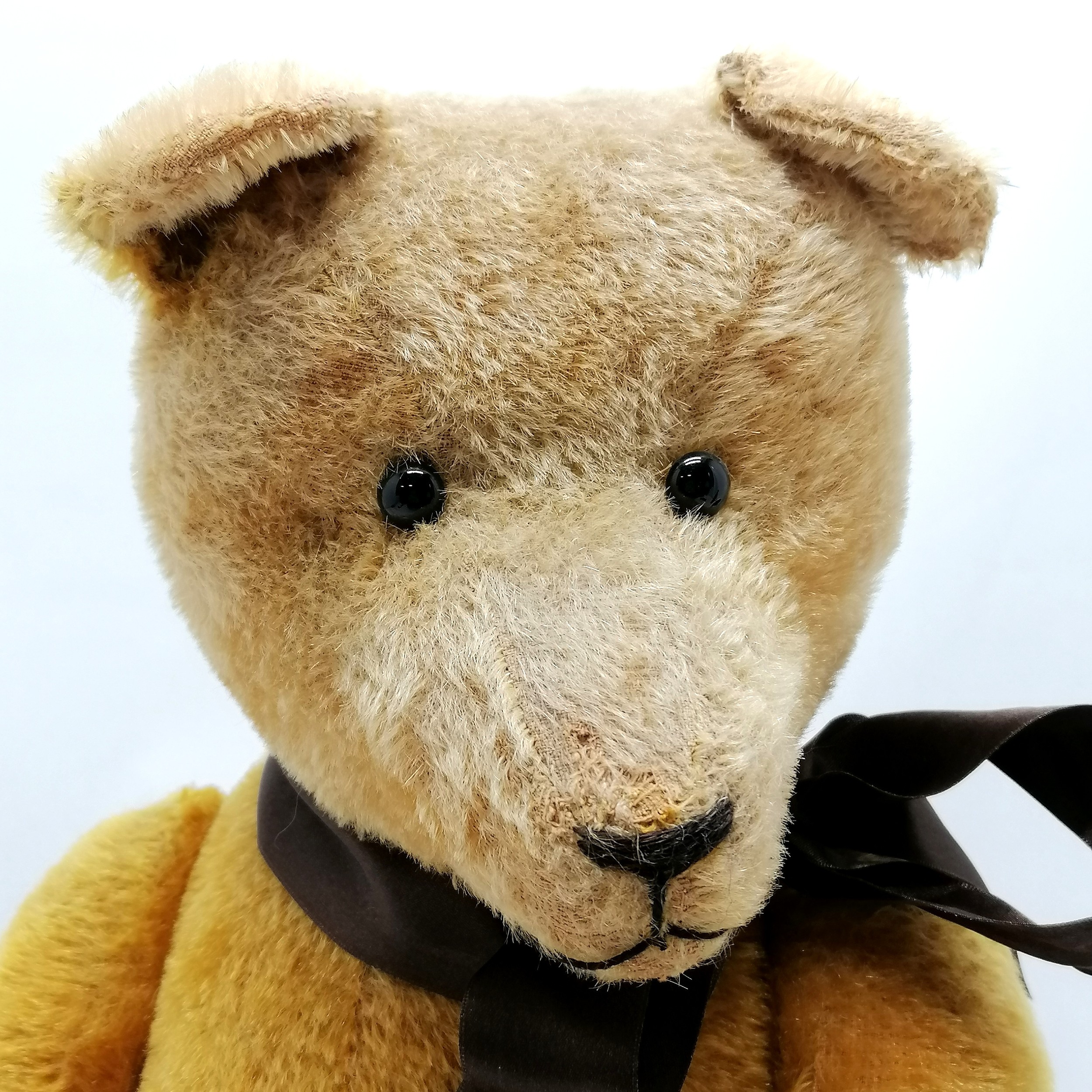 1926 large jointed teddy called Monty straw filled with glass eyes and stitched mouth and nose ( - Image 9 of 10