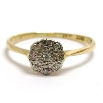 Antique 18ct / platinum daisy ring set with 9 diamonds - size Q & 1.9g total weight