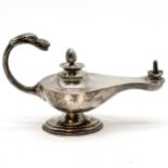 1912 silver genie lamp design table lighter with later silver stopper - 9cm high x 14.5cm long & 79g