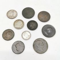 Qty of British coins from George III (cartwheel 1d) to QV inc some silver (in a Sure Shield