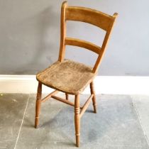 Antique Elm country kitchen dining chair, 34cm wide x 36cm deep x 82cm high, in used condition,