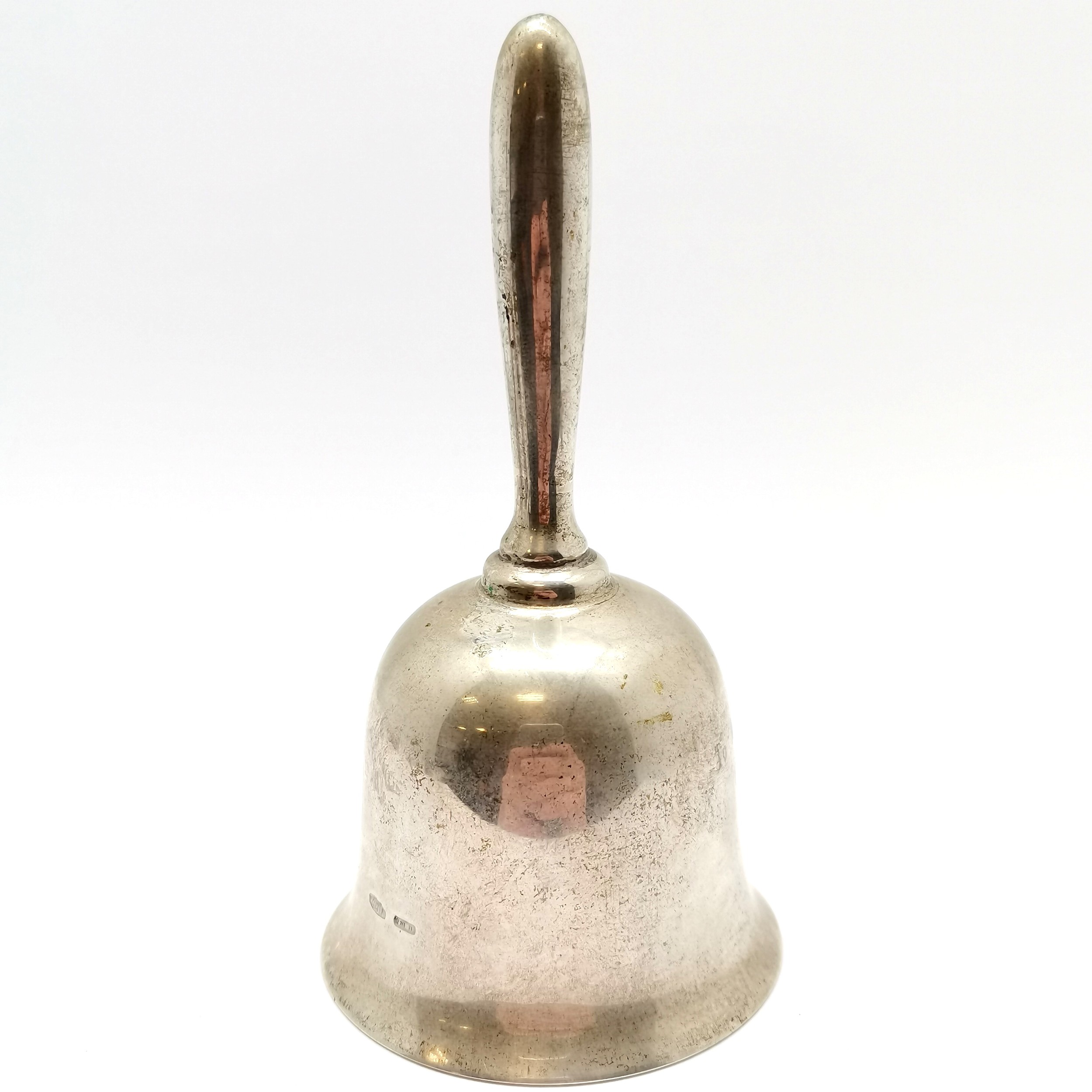 Italian hallmarked bell with dedication (October 1989) ~ 11cm high & 60g - some surface tarnish - Image 2 of 4