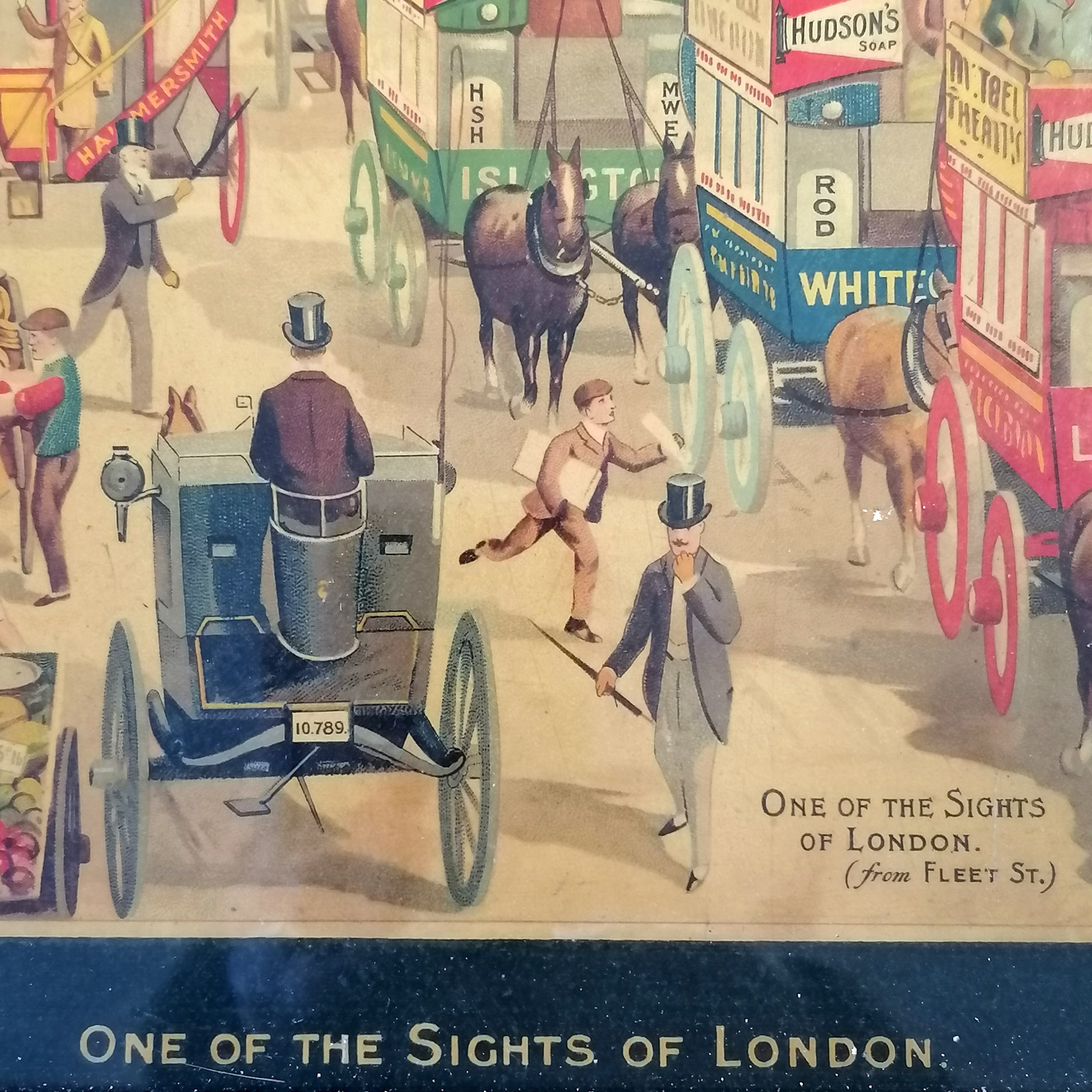 Hudson's soap framed antique advertising card 'One of the sights of London' by N&C - Image 2 of 2