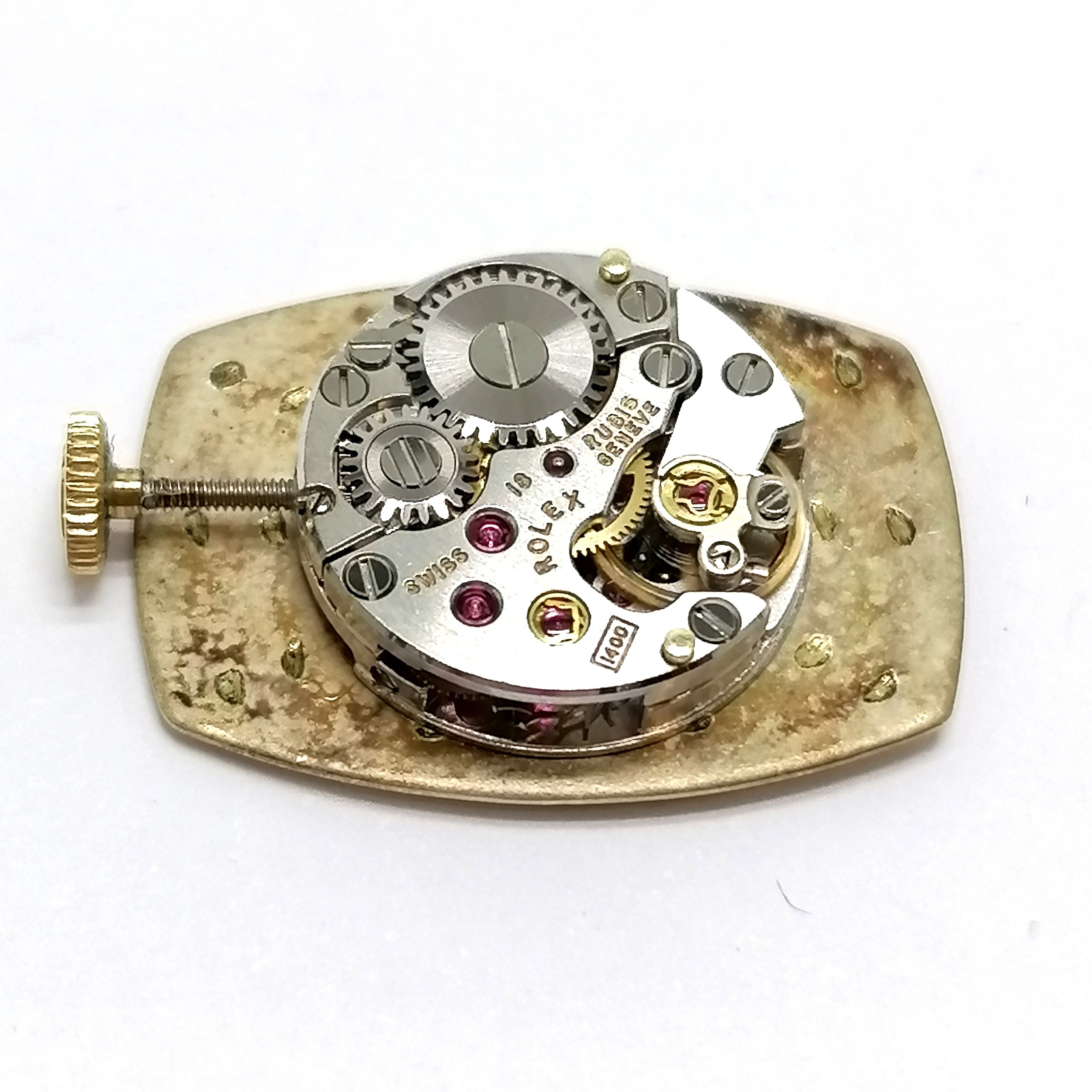 Rolex precision manual wind wristwatch movement #1400 (dial 21mm across) & running - for spares / - Image 2 of 2