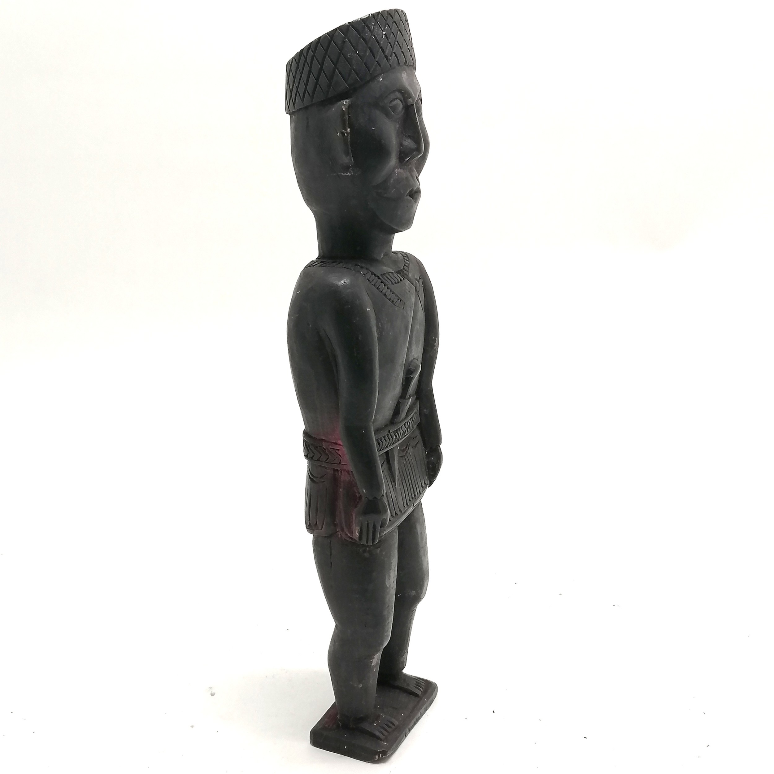 Indo Persian carved wooden soldier figure with traces of original paint detail 36cm high- no obvious - Image 4 of 4