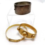 3 x bangles - 2 Victorian engraved (both have dents) & rolled gold Charles Horner belt / buckle