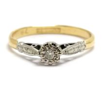 18ct / platinum diamond solitaire ring with fancy detail shoulders - size P½ & 2g total weight