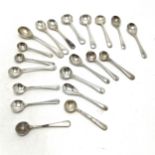 19 x silver hallmarked condiment spoons inc Hukin & Heath, Walker & Hall etc - longest 9cm & total