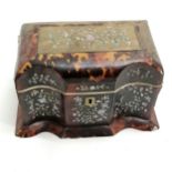 Antique tortoiseshell and mother of pearl tea caddy for restoration 20cm x 12cm x 12cm high