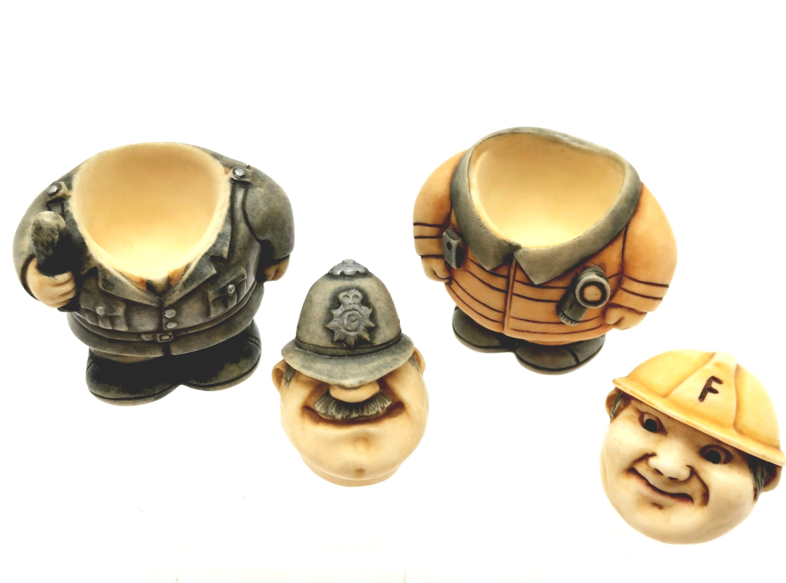 2 x Pot Belly figurines - Whistle blower (policeman) & Smokey Joe (fireman) - approx 5.5cm high - Image 2 of 3
