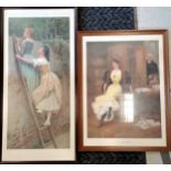 Framed 1892 Pears print (Curiosity) 98cm x 48.5cm t/w framed 1894 "Oh, that girl!" print - frame