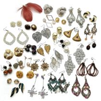 Qty of vintage clip-on & other earrings inc feathers - SOLD ON BEHALF OF THE NEW BREAST CANCER