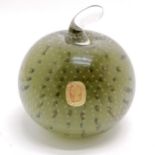 Czechoslovakian glass paperweight in the form of an apple - 7.5cm high