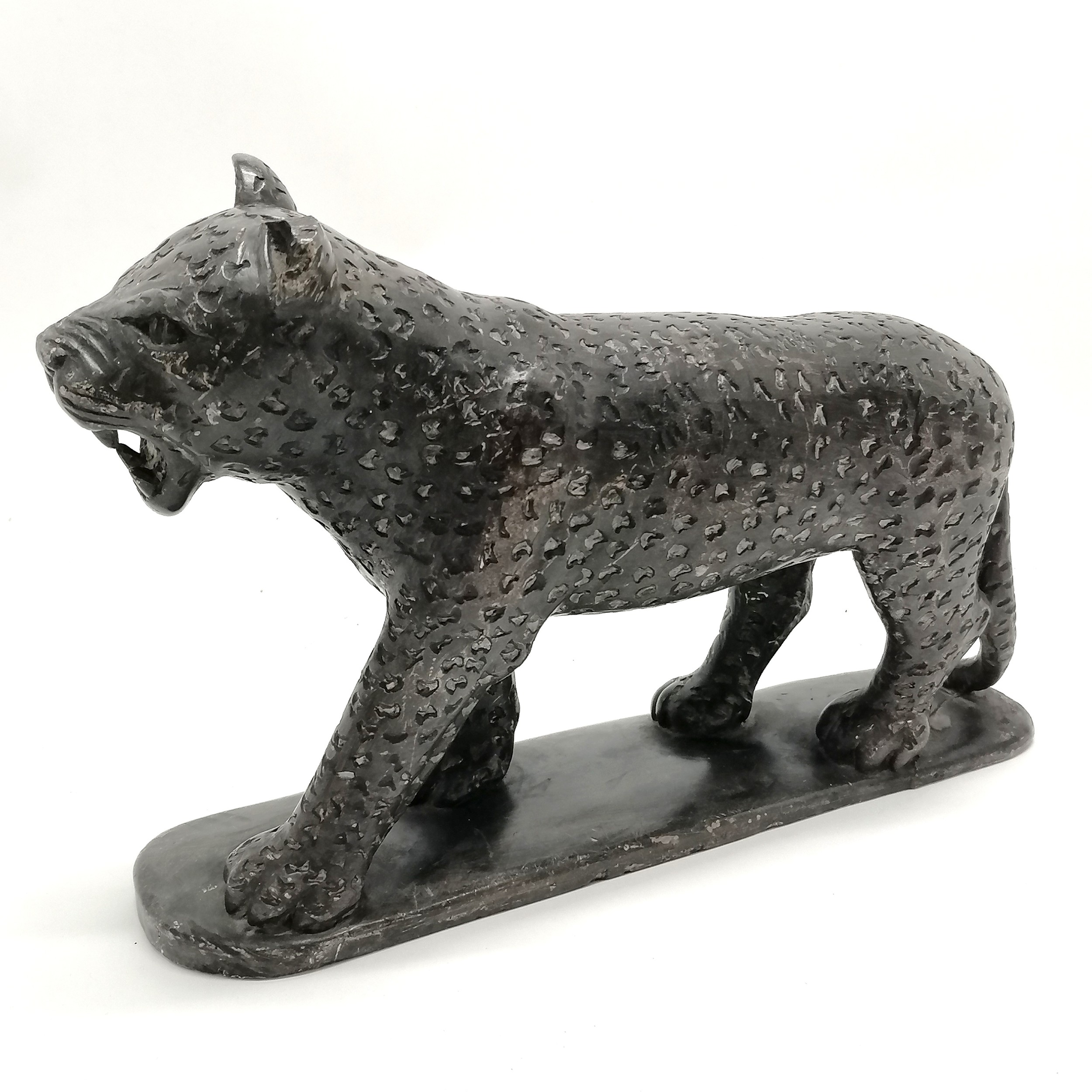 Richard Chiwasa (b.1947) soapstone sculpture of a leopard dated 1969 - 30cm x 18cm high ~ repair & - Image 5 of 5
