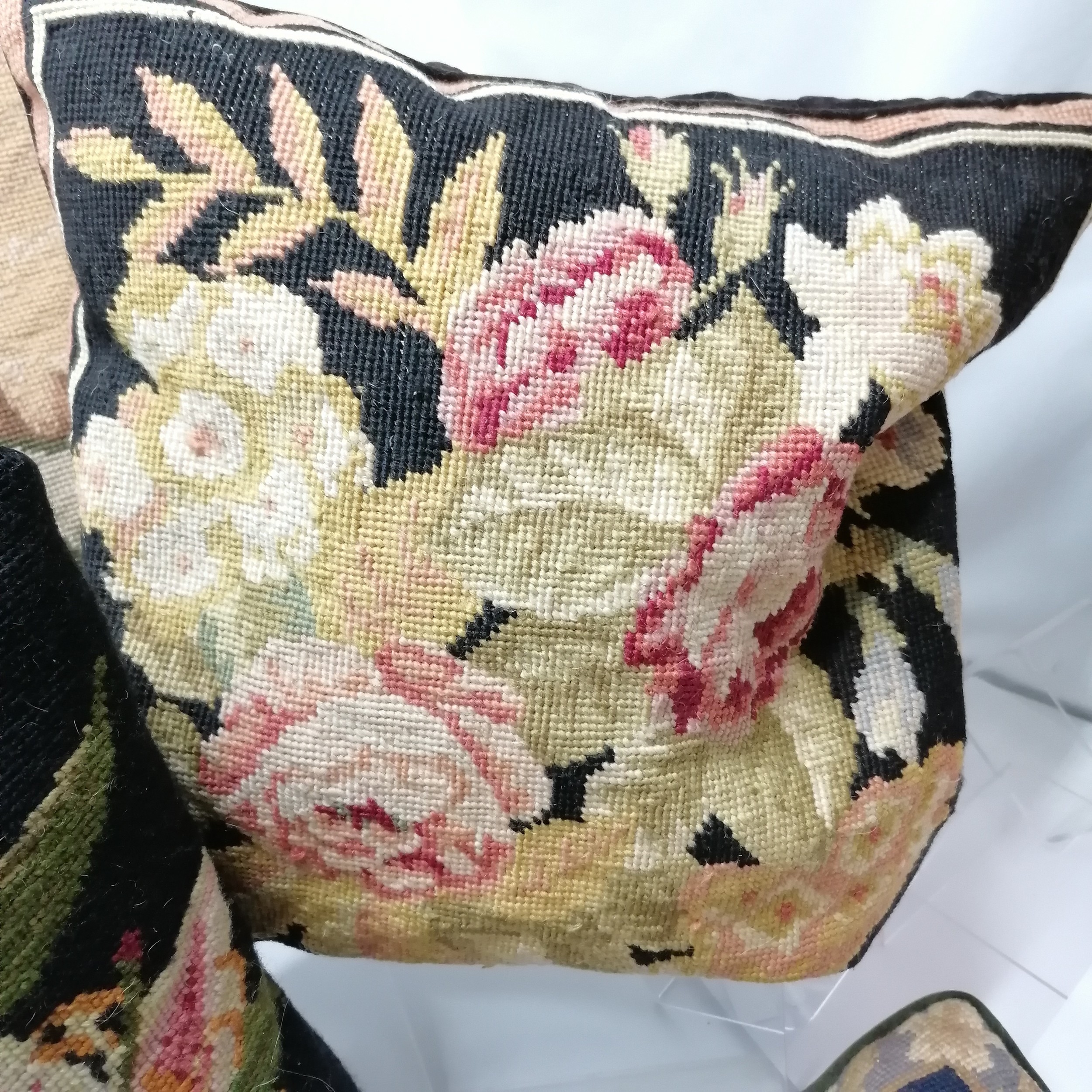 Collection of seven assorted tapestry cushions, to include floral and animal patterns, 42 cm square. - Image 3 of 5