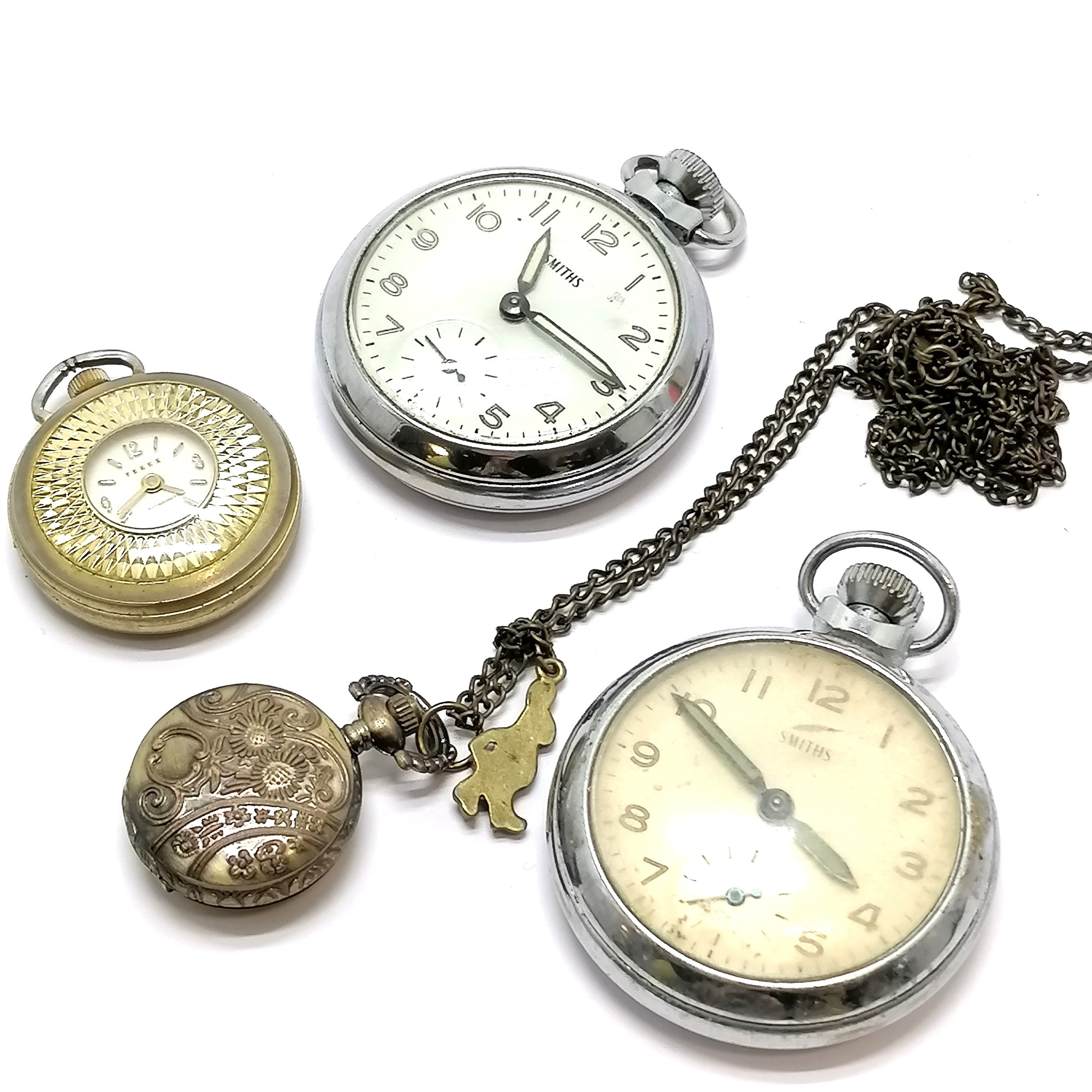 2 x Smiths vintage pocket watches t/w 2 x pendant watches (1 on chain) - for spares / repairs - SOLD