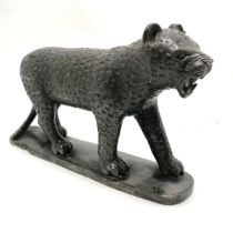 Richard Chiwasa (b.1947) soapstone sculpture of a leopard dated 1969 - 30cm x 18cm high ~ repair &