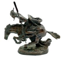 Bronze study of a native American Indian on horseback signed Reminton - 15cm high x 16.5cm across