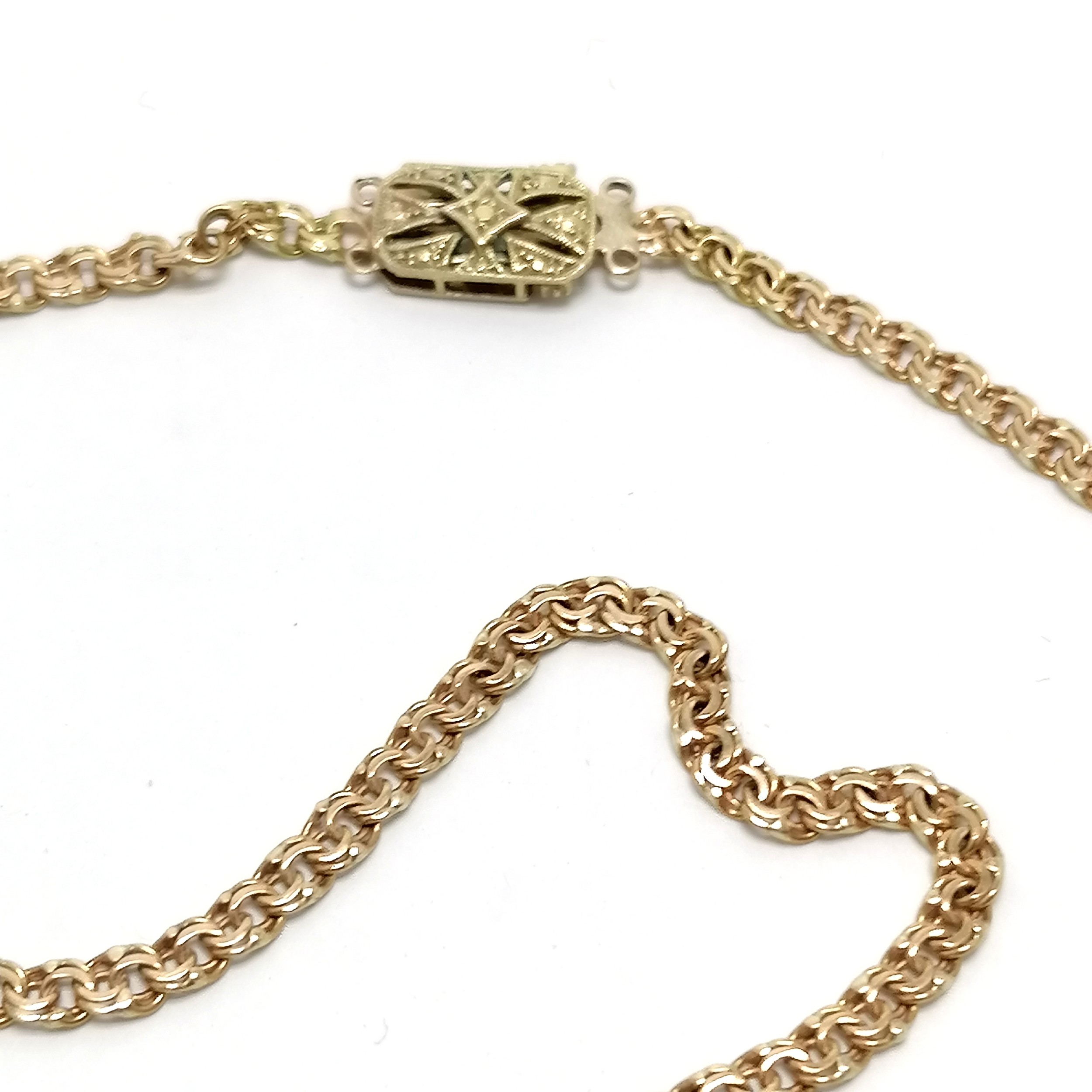 9ct fancy link 60cm chain with an antique 9ct marked gold clasp - total weight 15.5g ~ clasp has - Image 3 of 4