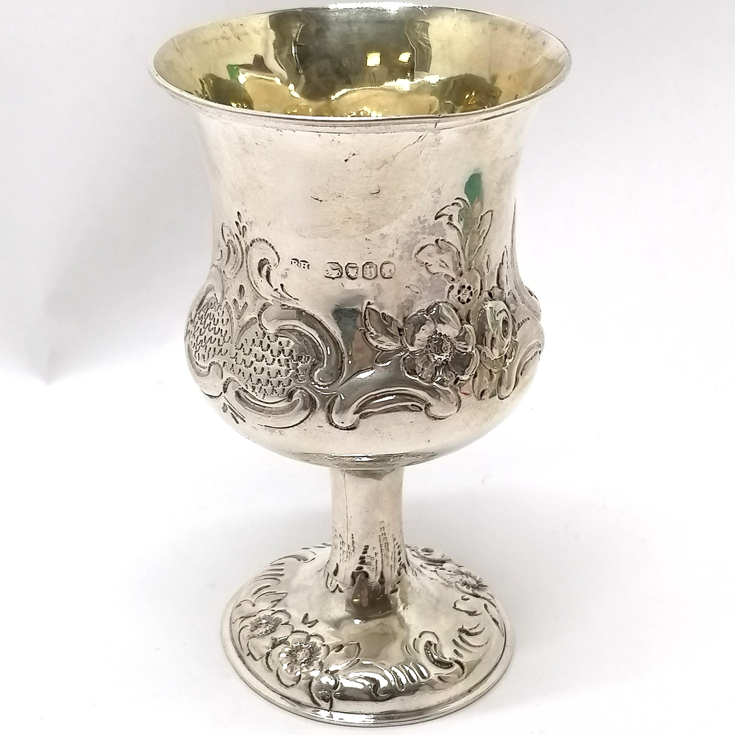 1863 silver goblet (with gilt interior) by Robert Harper (?) - 13cm & 97g total weight ~ has - Image 5 of 5