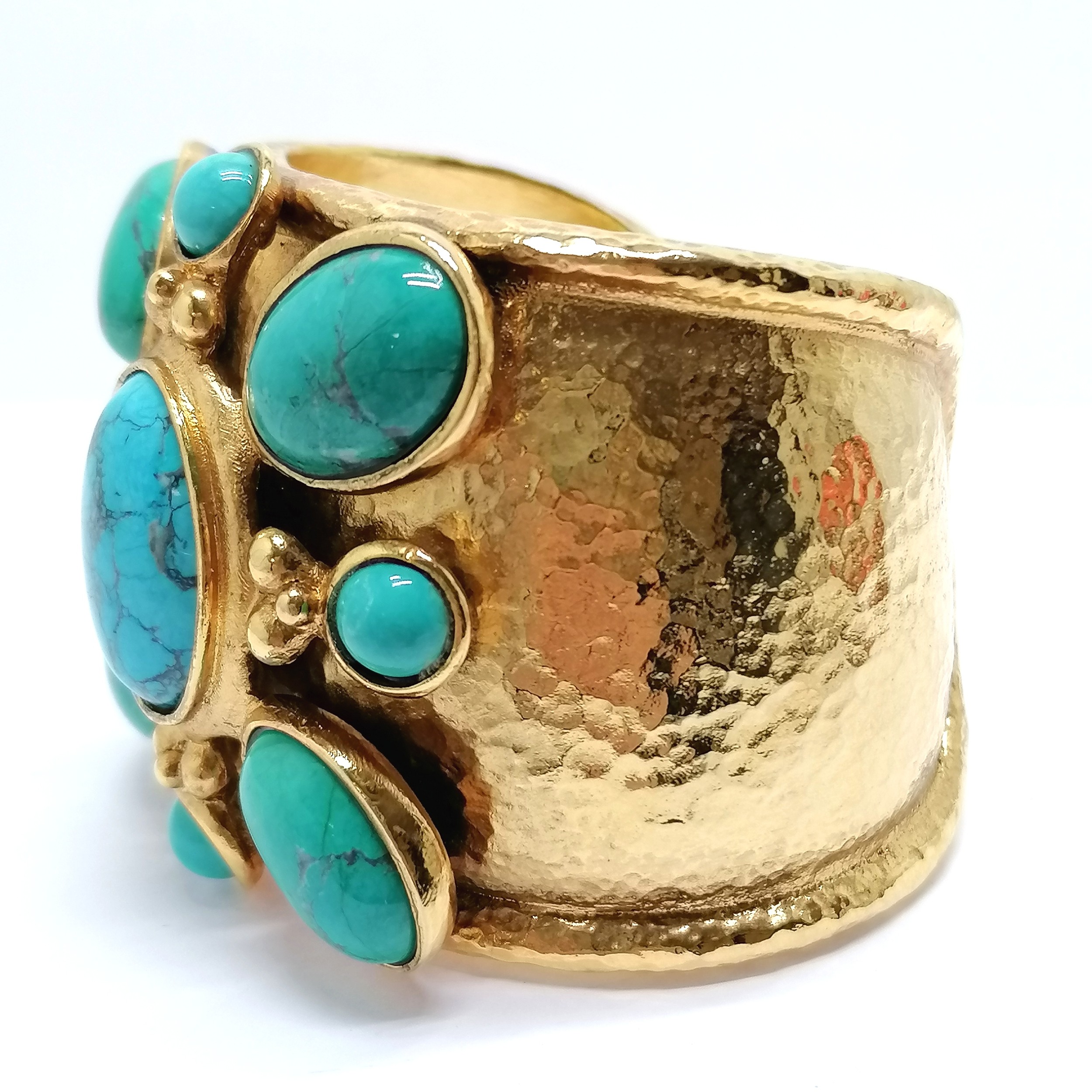 Barrera wide cuff bangle with turquoise detail - 5cm across & 139g in weight - Image 2 of 3