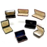 7 x antique brooch boxes - Dimmer (Southsea), Long (Cardiff), H Samuel (bakelite box), Child (