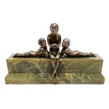 Art Deco silvered bronze study by Zoltan Kovats (1883-1952) of a nude seated female with 2