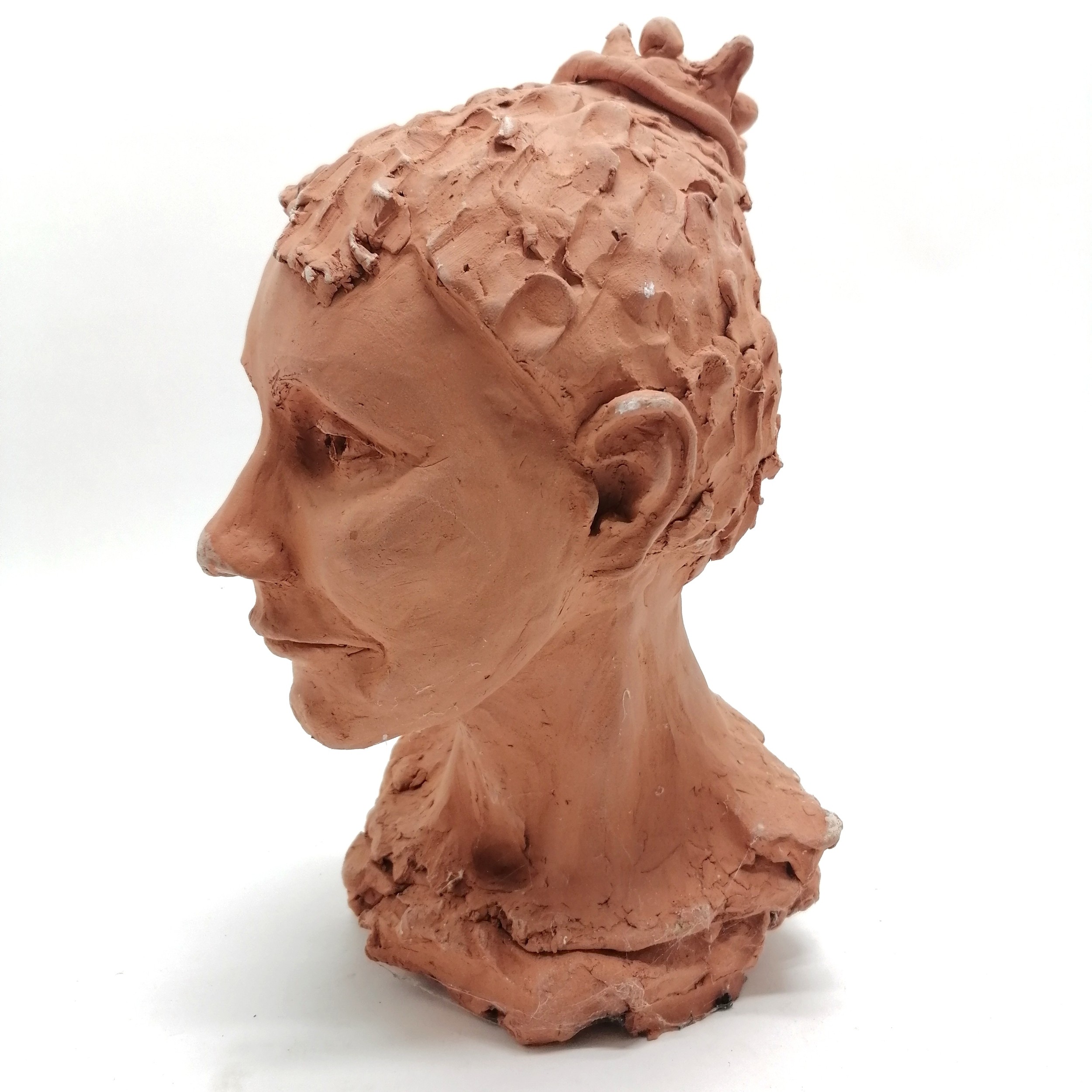 2 terracotta sculpted heads the biggest 32cm high - Image 7 of 7