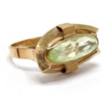 Foreign marked gold (touch tests as 18ct) ring set with green stone - size N½ & 4.7g total weight