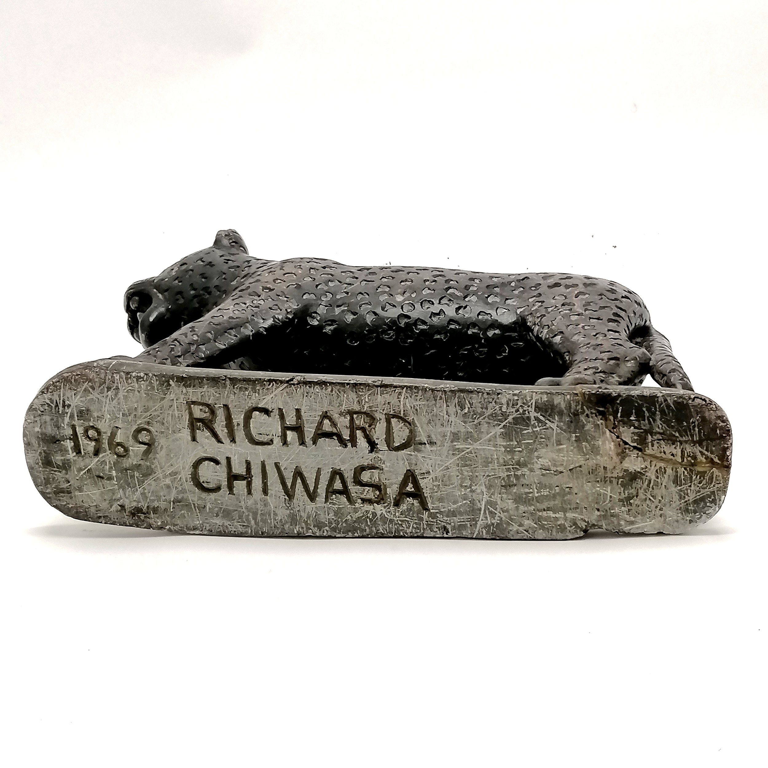 Richard Chiwasa (b.1947) soapstone sculpture of a leopard dated 1969 - 30cm x 18cm high ~ repair & - Image 2 of 5