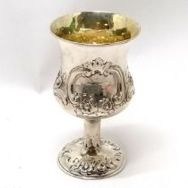 1863 silver goblet (with gilt interior) by Robert Harper (?) - 13cm & 97g total weight ~ has