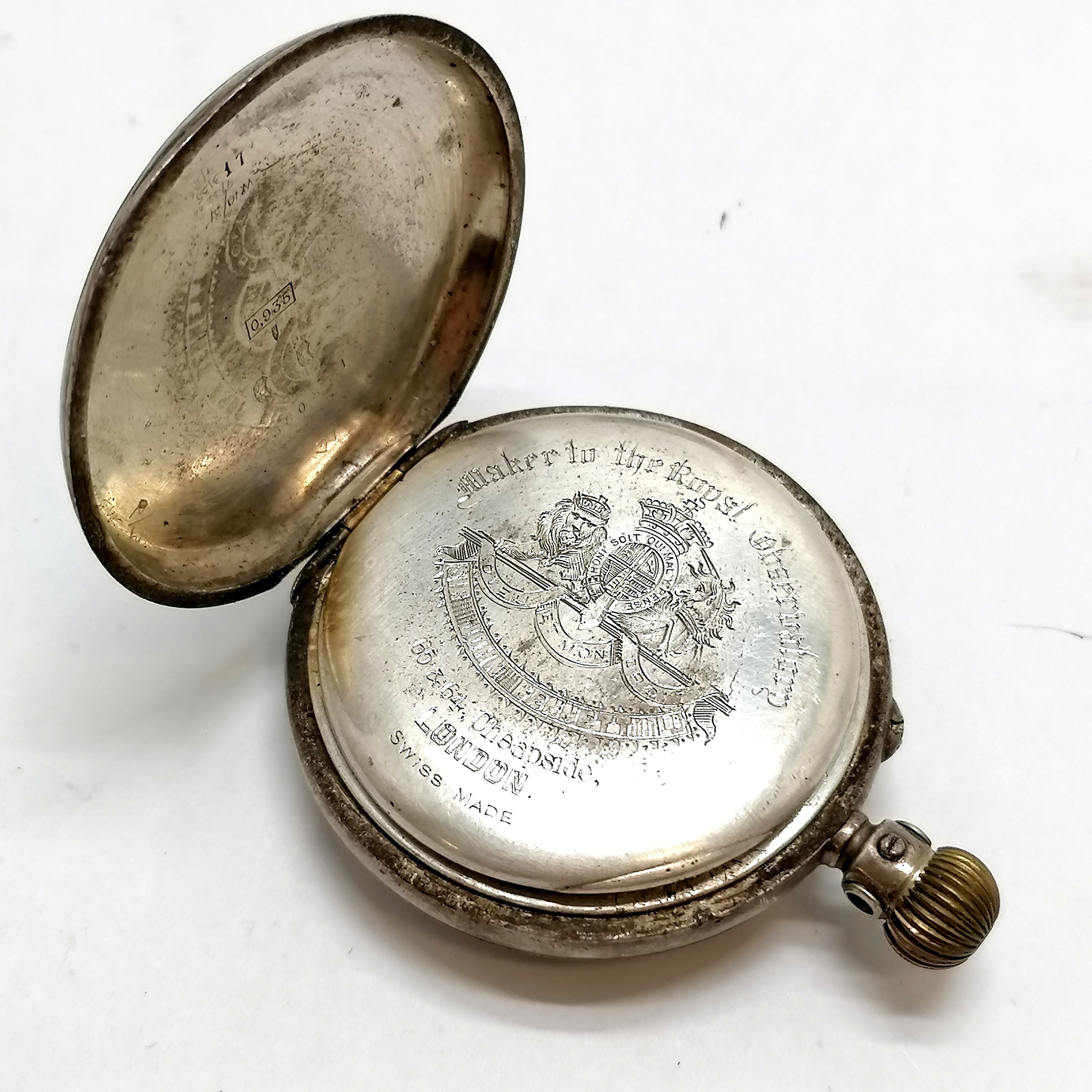 5 x antique silver cased pocket watches (J W Benson (runs) in original fitted display box) ~ for - Image 7 of 7