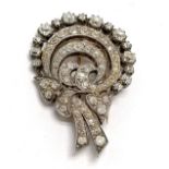 Antique large diamond set spray brooch - 5cm x 3.5cm & 21.4g total weight ~ largest diamond approx