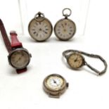 Qty of silver cased vintage wristwatches / fob watches (largest 32mm case) - total weight (lot) 116g